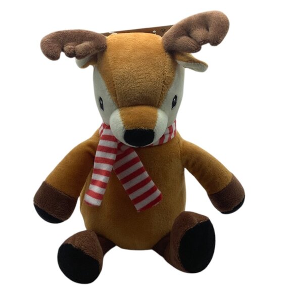 Giftable World 9" Reindeer Plush Pet Dog Toy With Honker & Striped Scarf 9" NEW - Picture 1 of 9